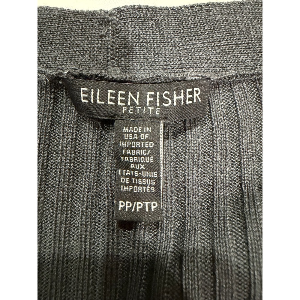 Eileen Fisher Petite Ribbed Cardigan Sweater Gray Open Front PP/PTP - Picture 4 of 7